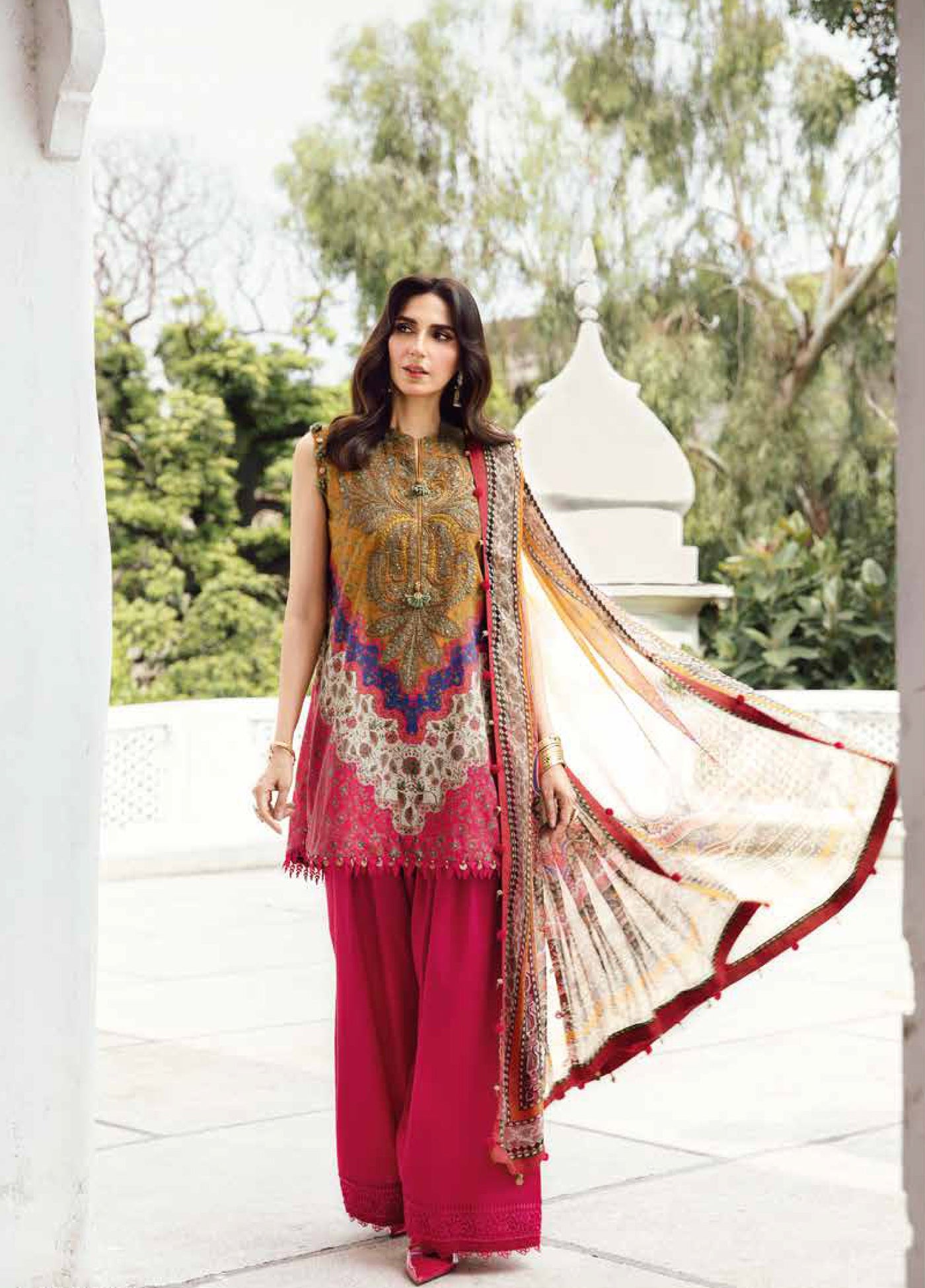 M Prints by Maria B Embroidered  Suits Unstitched 3 Piece MB25FE D-10A - Winter Collection