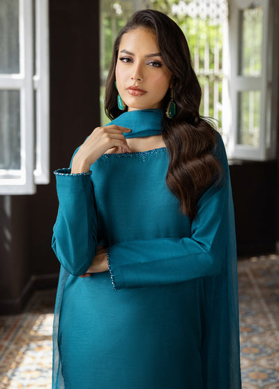 Elara by Mavie Women Pret Raw Silk Azure - Festive Collection