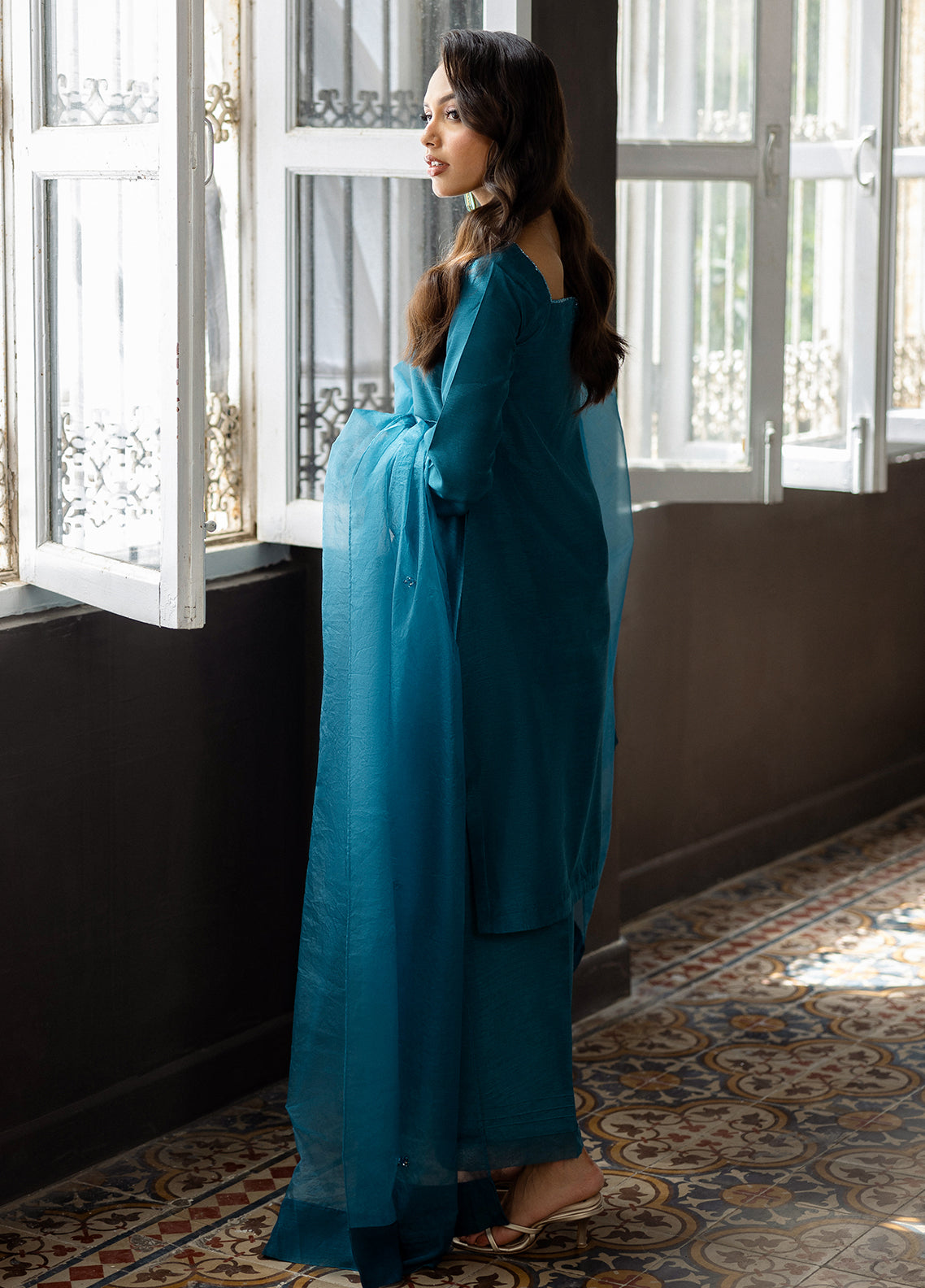 Elara by Mavie Women Pret Raw Silk Azure - Festive Collection