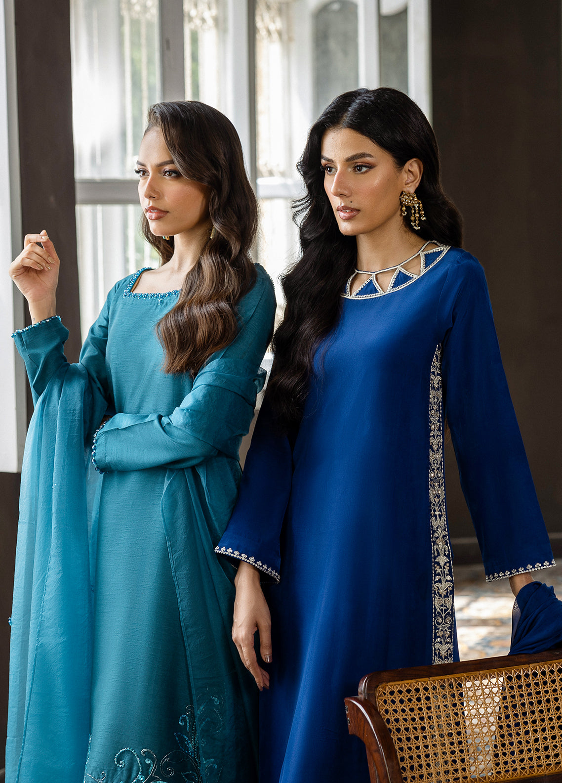 Elara by Mavie Women Pret Raw Silk Azure - Festive Collection