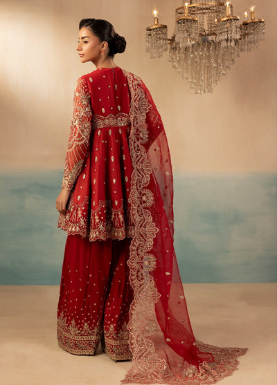 Signature by Diara Couture Pret Luxury Embroidered 3 Piece Raw Silk Reet-Df-45-Red - Formals Collection
