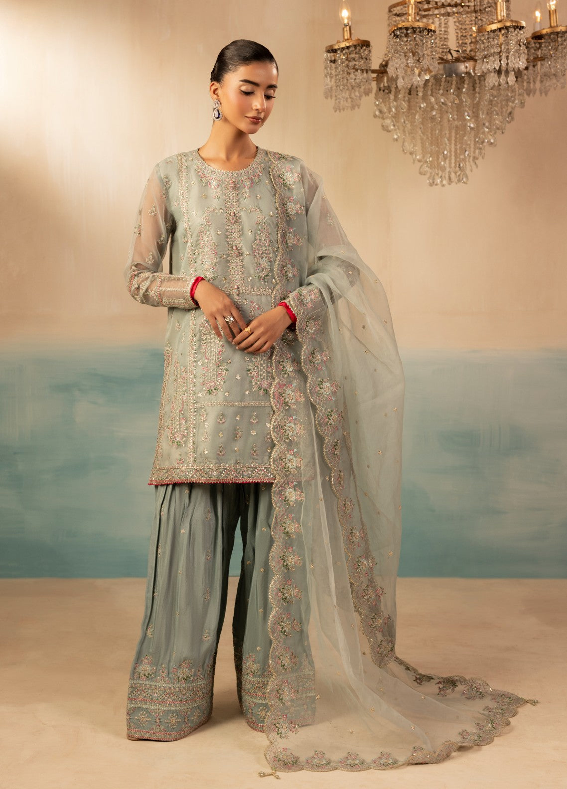 Signature by Diara Couture Pret Luxury Embroidered 3 Piece Raw Silk Insha-Fs-02-Pastel Grey - Formals Collection