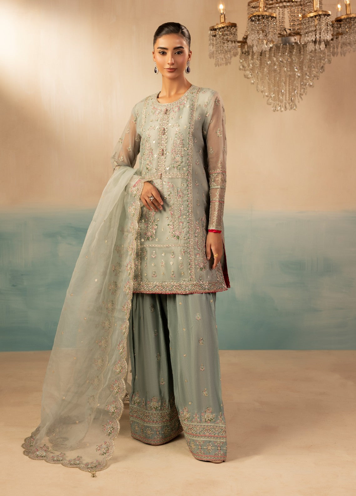 Signature by Diara Couture Pret Luxury Embroidered 3 Piece Raw Silk Insha-Fs-02-Pastel Grey - Formals Collection