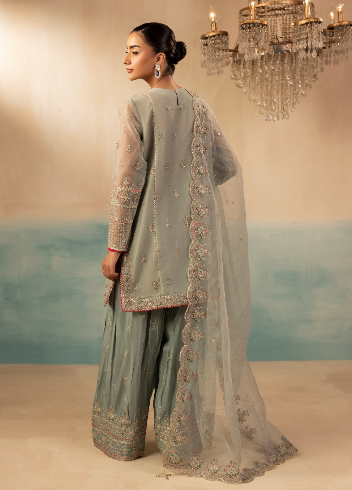 Signature by Diara Couture Pret Luxury Embroidered 3 Piece Raw Silk Insha-Fs-02-Pastel Grey - Formals Collection