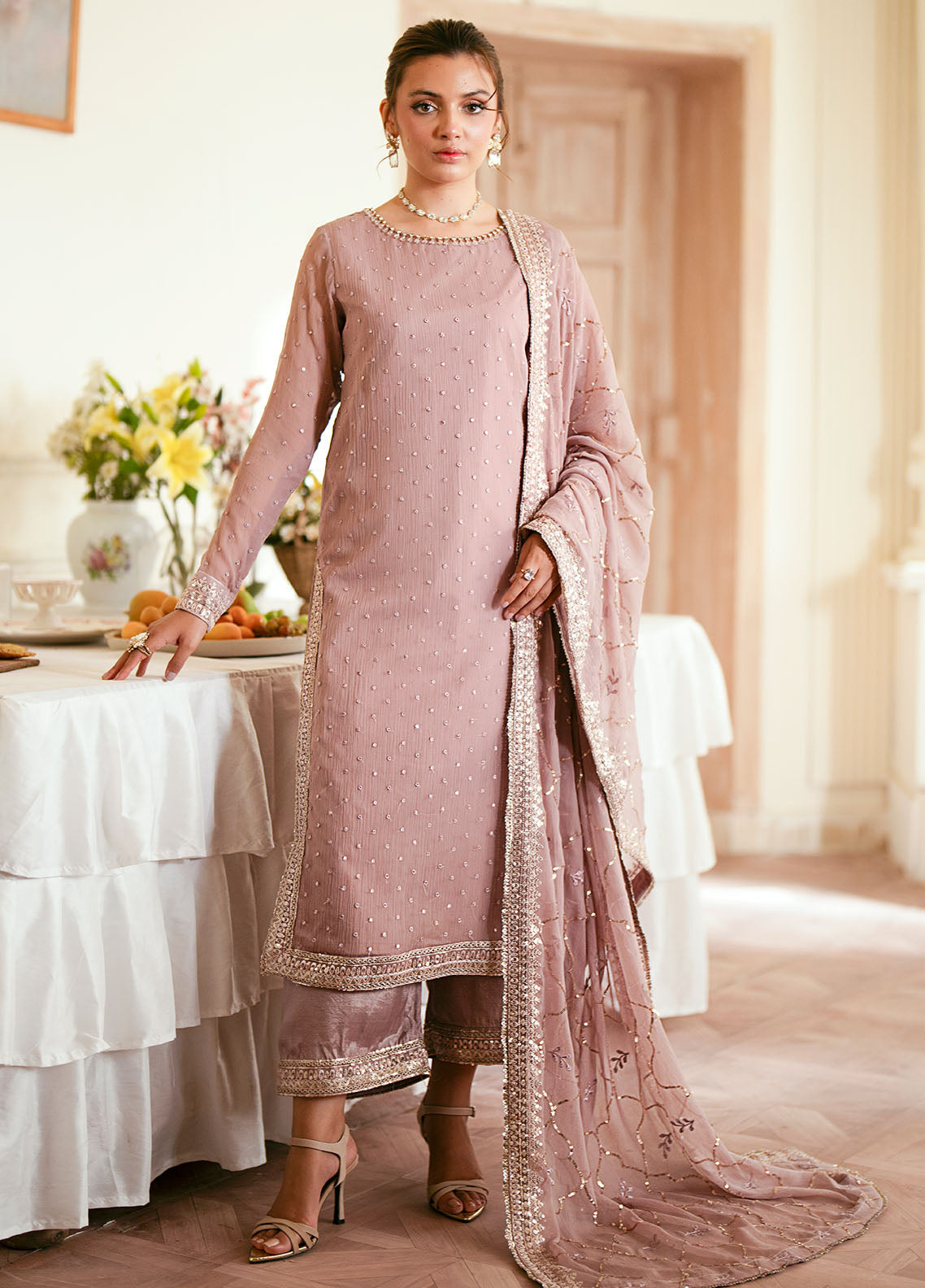 Sahane Ready To Wear Chiffon 3 Piece Suit El-1802 Elora Pret - Formals Collection