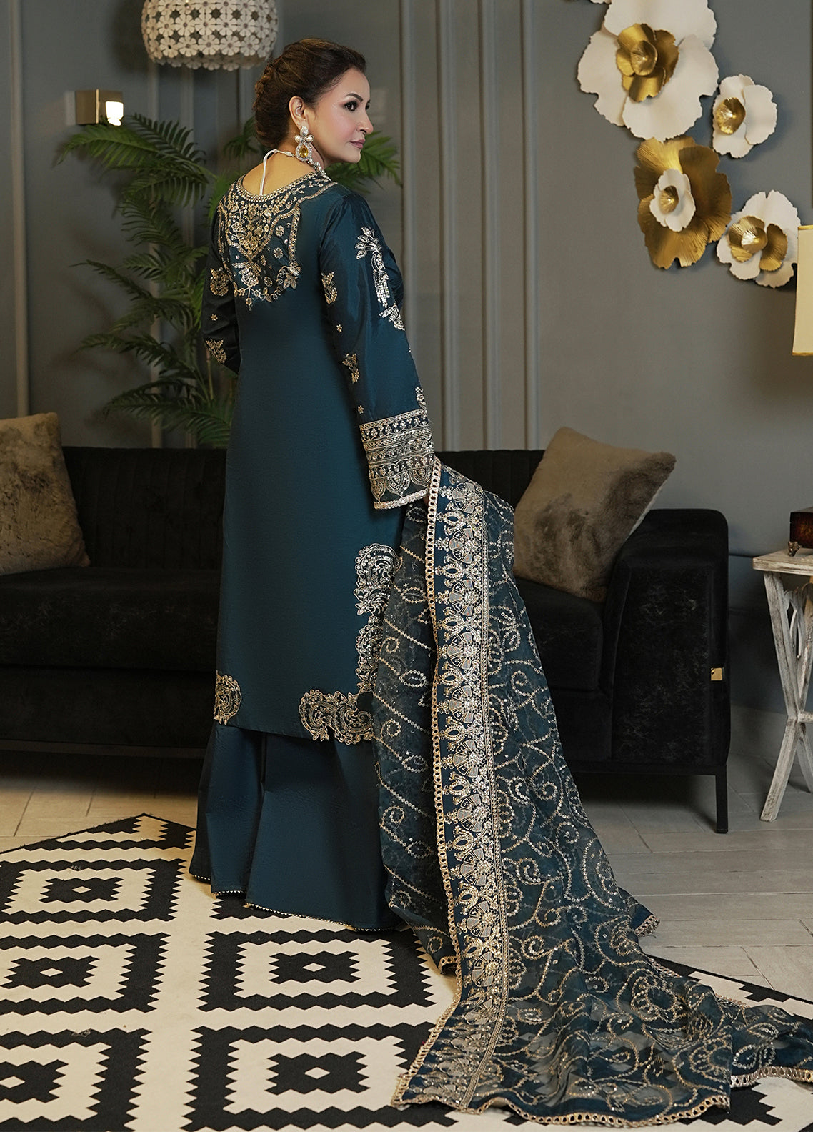 Sahane Ready To Wear Chiffon 3 Piece Suit Tsg-04 Azure Pret - Formals Collection