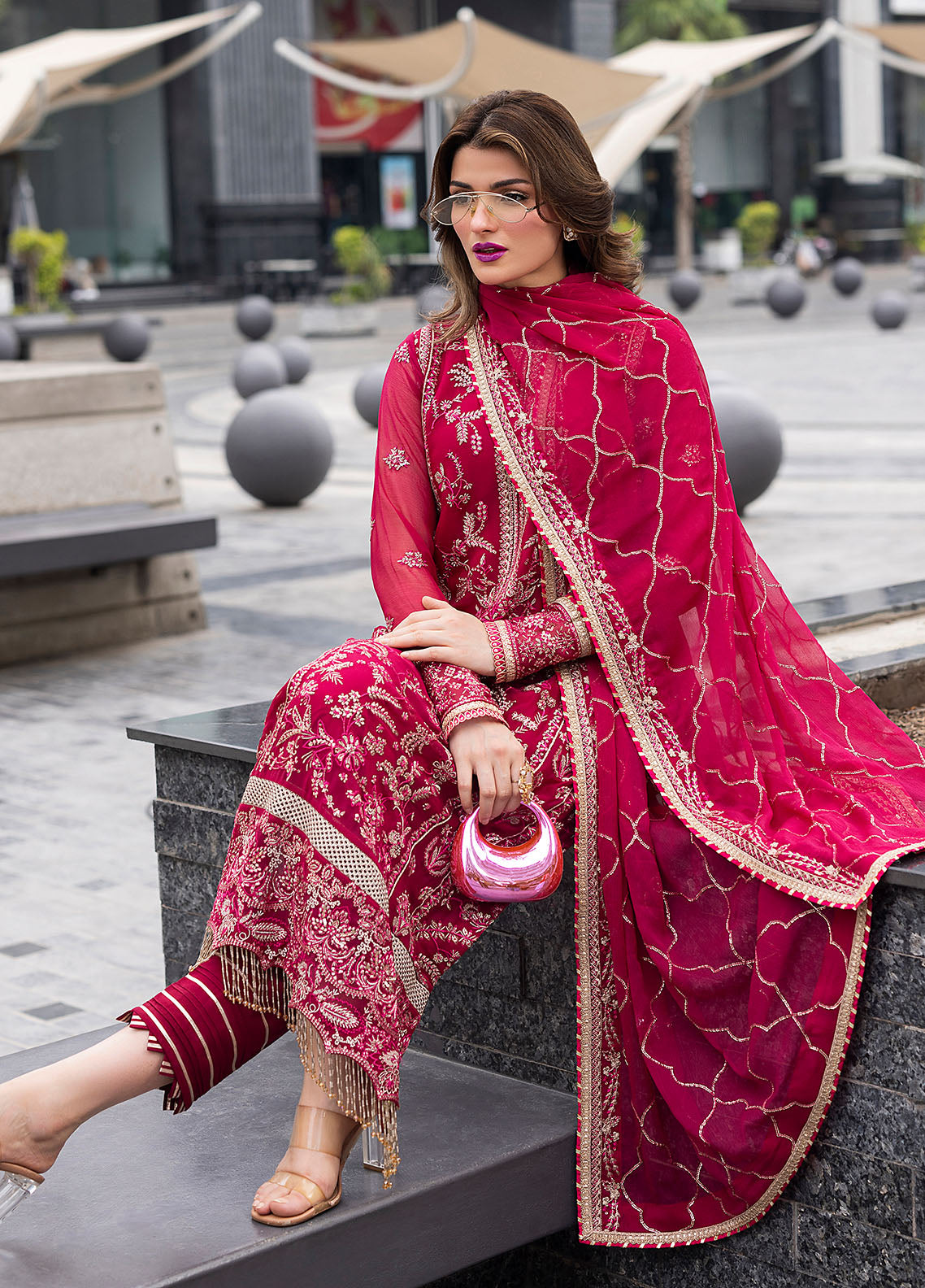 Sahane Ready To Wear Chiffon 3 Piece Suit Ct 25003 Dousee Pret - Formals Collection