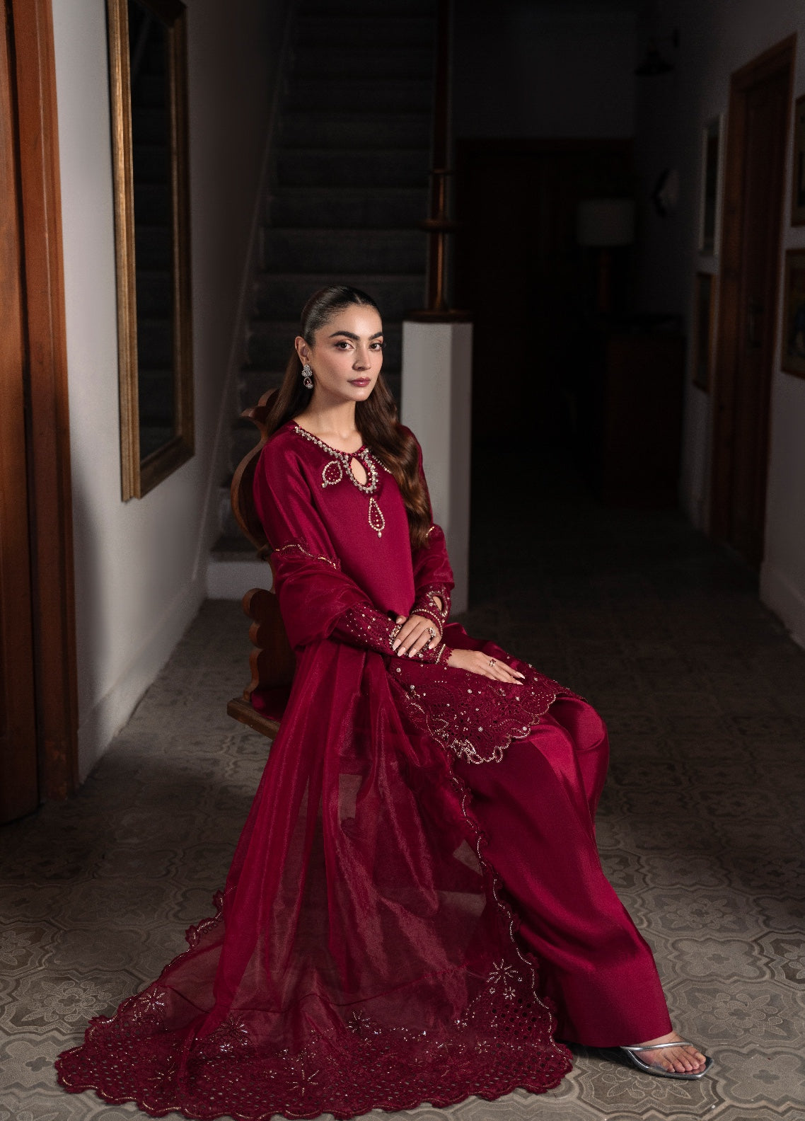 Amelia by Scherezade Women Pret Luxury Shisha Silk 3 Piece Rosette - Festive Collection