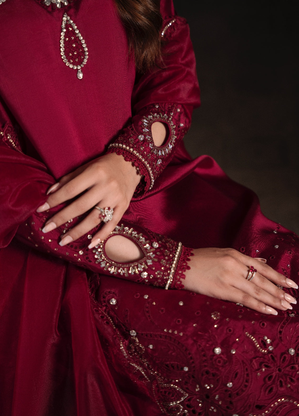 Amelia by Scherezade Women Pret Luxury Shisha Silk 3 Piece Rosette - Festive Collection