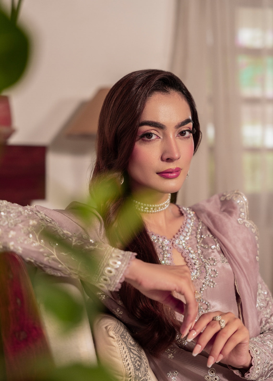 Amelia by Scherezade Women Pret Luxury Ramen Silk 3 Piece Maavi - Festive Collection