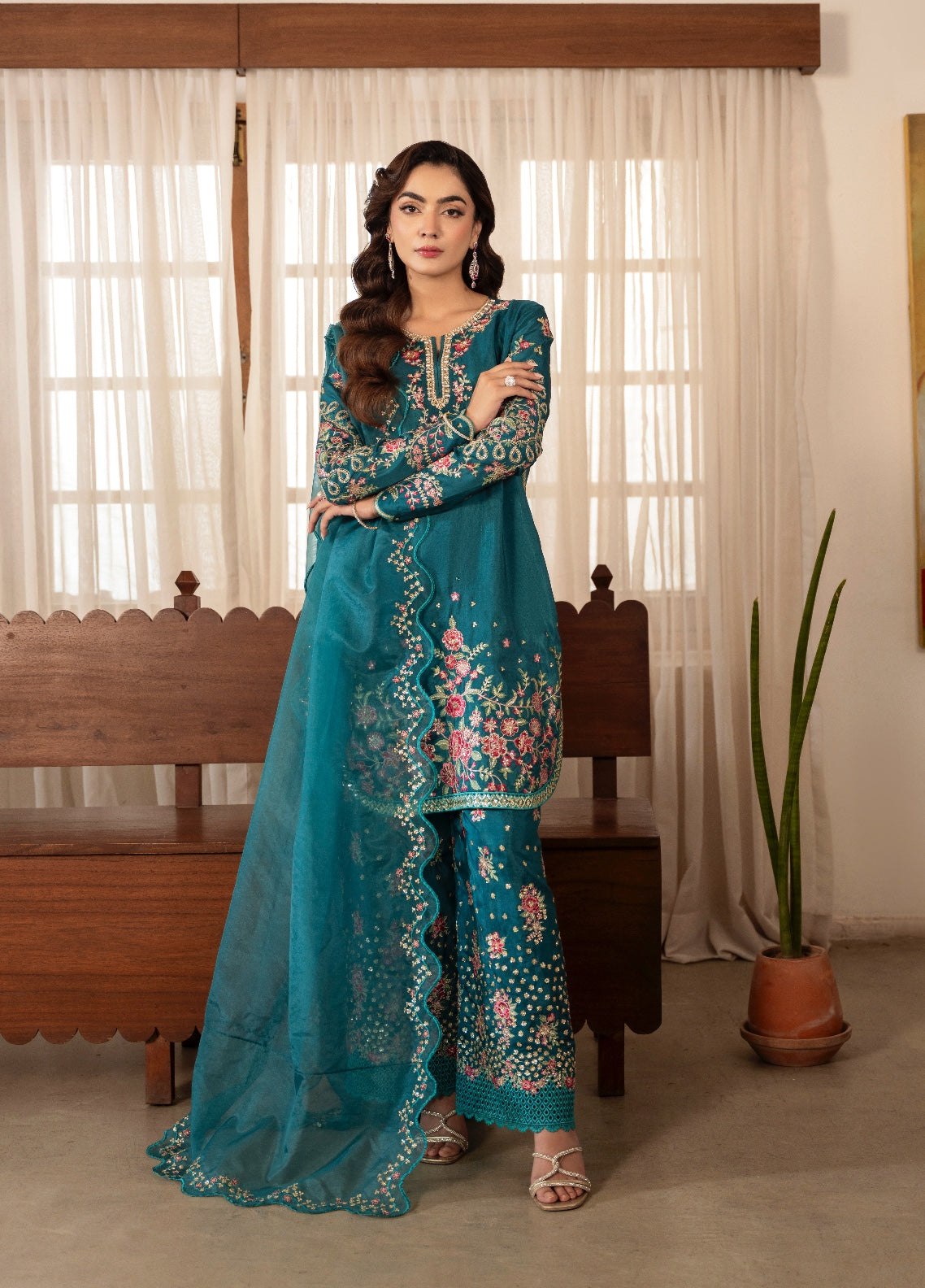 Amelia by Scherezade Women Pret Luxury Ramen Silk 3 Piece Zoe - Festive Collection