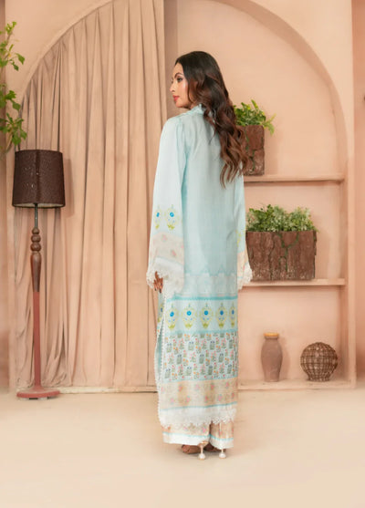 Madiha Gohar Pret Embroidered Malai Silk 2 Piece Suits Mint Mirage - Formals Collection