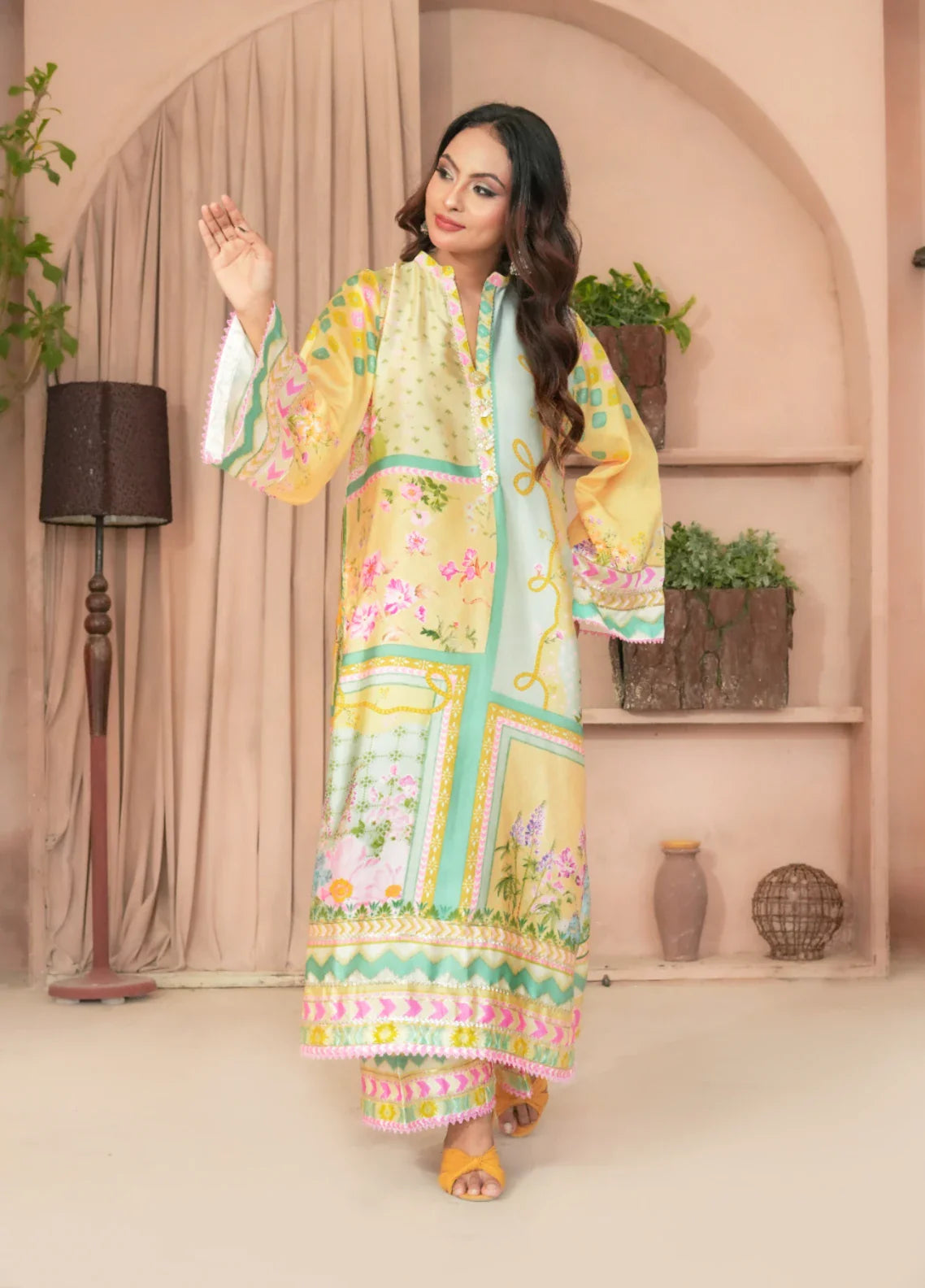 Madiha Gohar Pret Embroidered Malai Silk 2 Piece Suits Limon Aura - Formals Collection