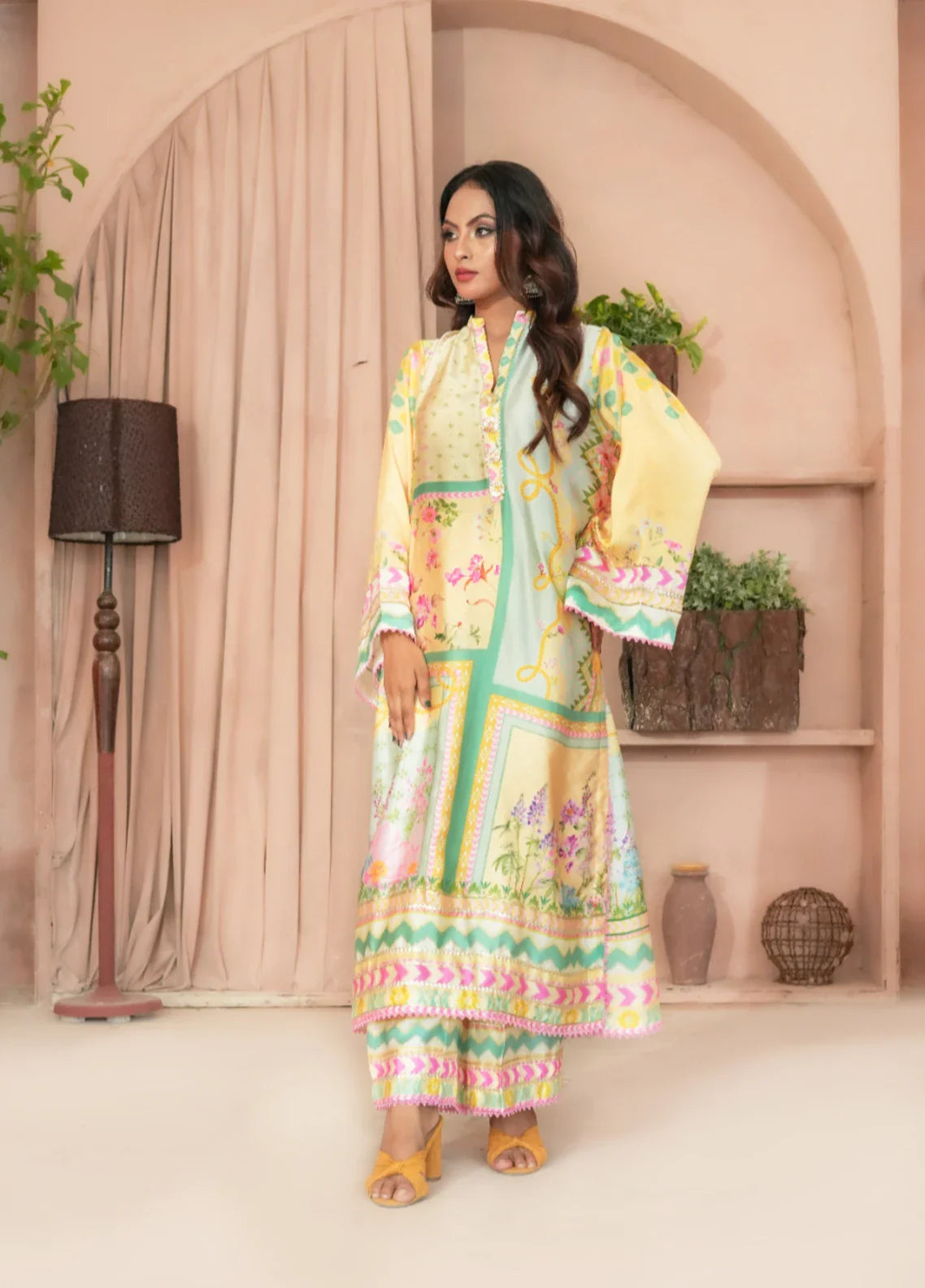 Madiha Gohar Pret Embroidered Malai Silk 2 Piece Suits Limon Aura - Formals Collection