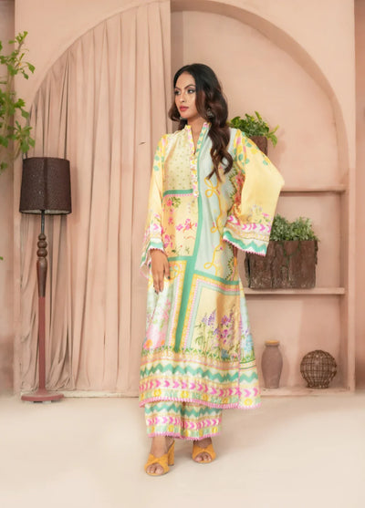 Madiha Gohar Pret Embroidered Malai Silk 2 Piece Suits Limon Aura - Formals Collection