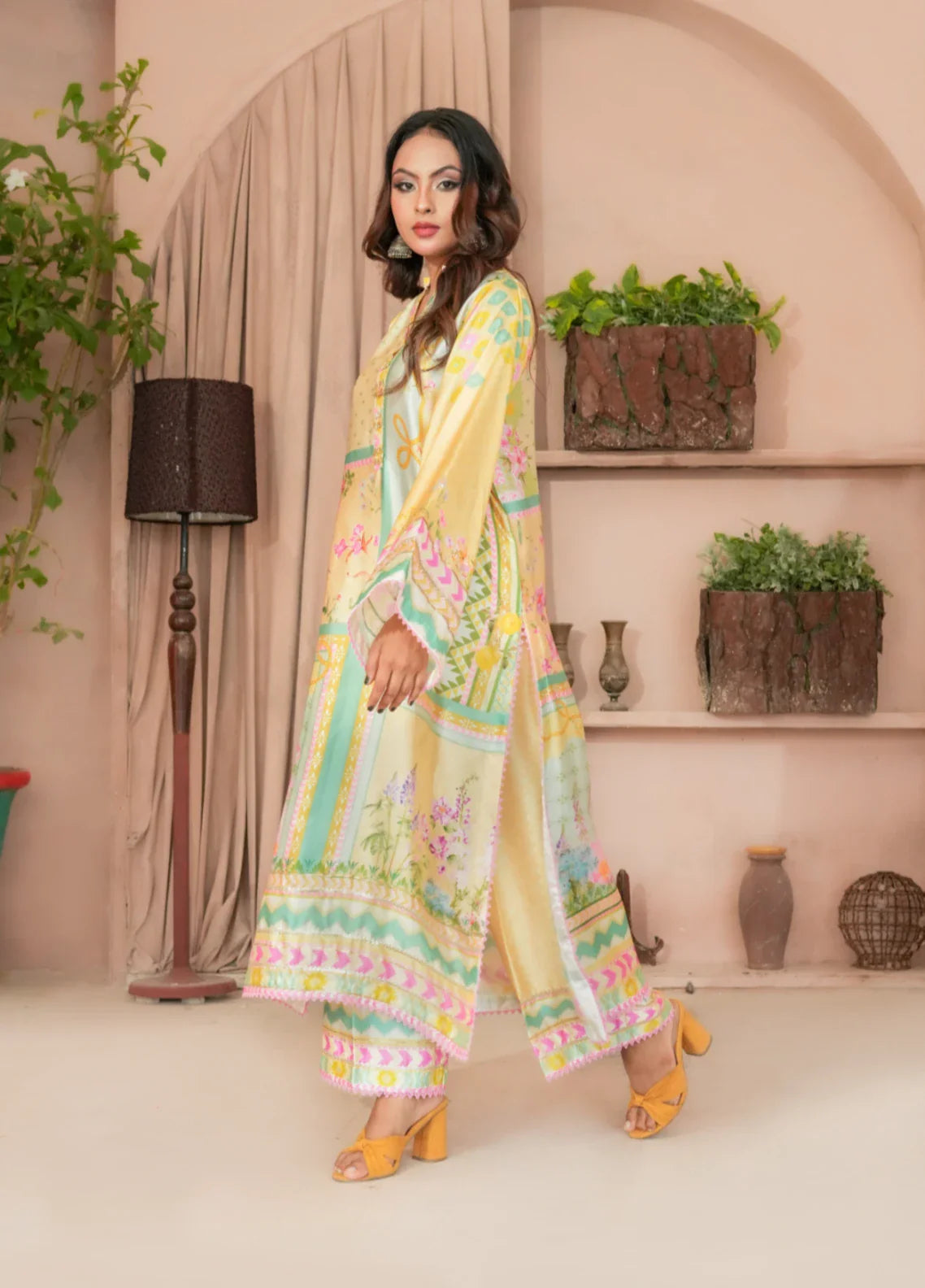 Madiha Gohar Pret Embroidered Malai Silk 2 Piece Suits Limon Aura - Formals Collection
