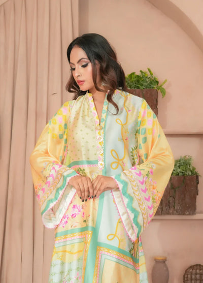 Madiha Gohar Pret Embroidered Malai Silk 2 Piece Suits Limon Aura - Formals Collection
