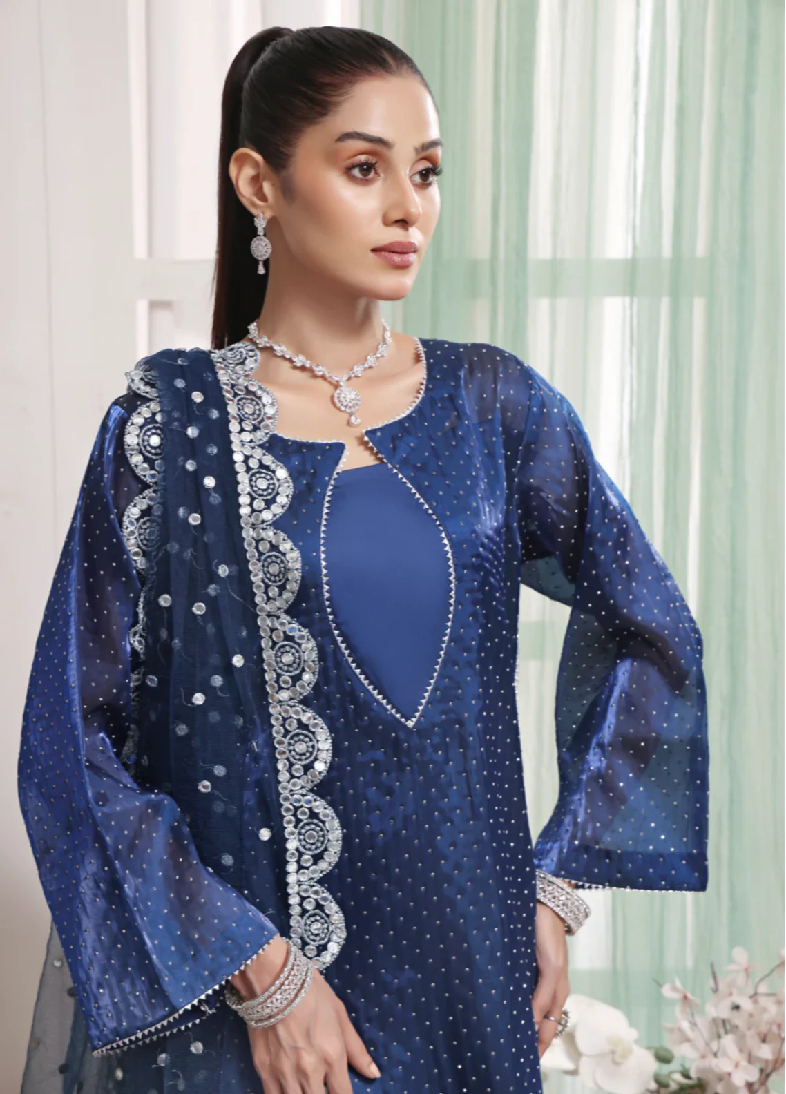 Madiha Gohar Pret Organza Stone work 3 Piece Suits Royal Sapphire - Wedding Collection