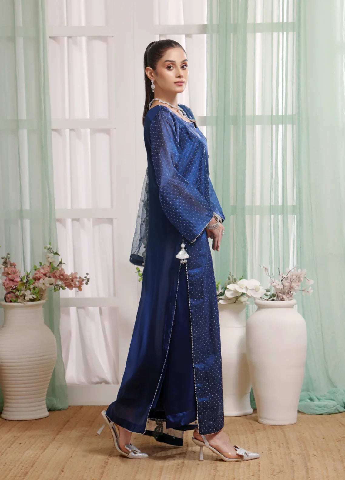 Madiha Gohar Pret Organza Stone work 3 Piece Suits Royal Sapphire - Wedding Collection