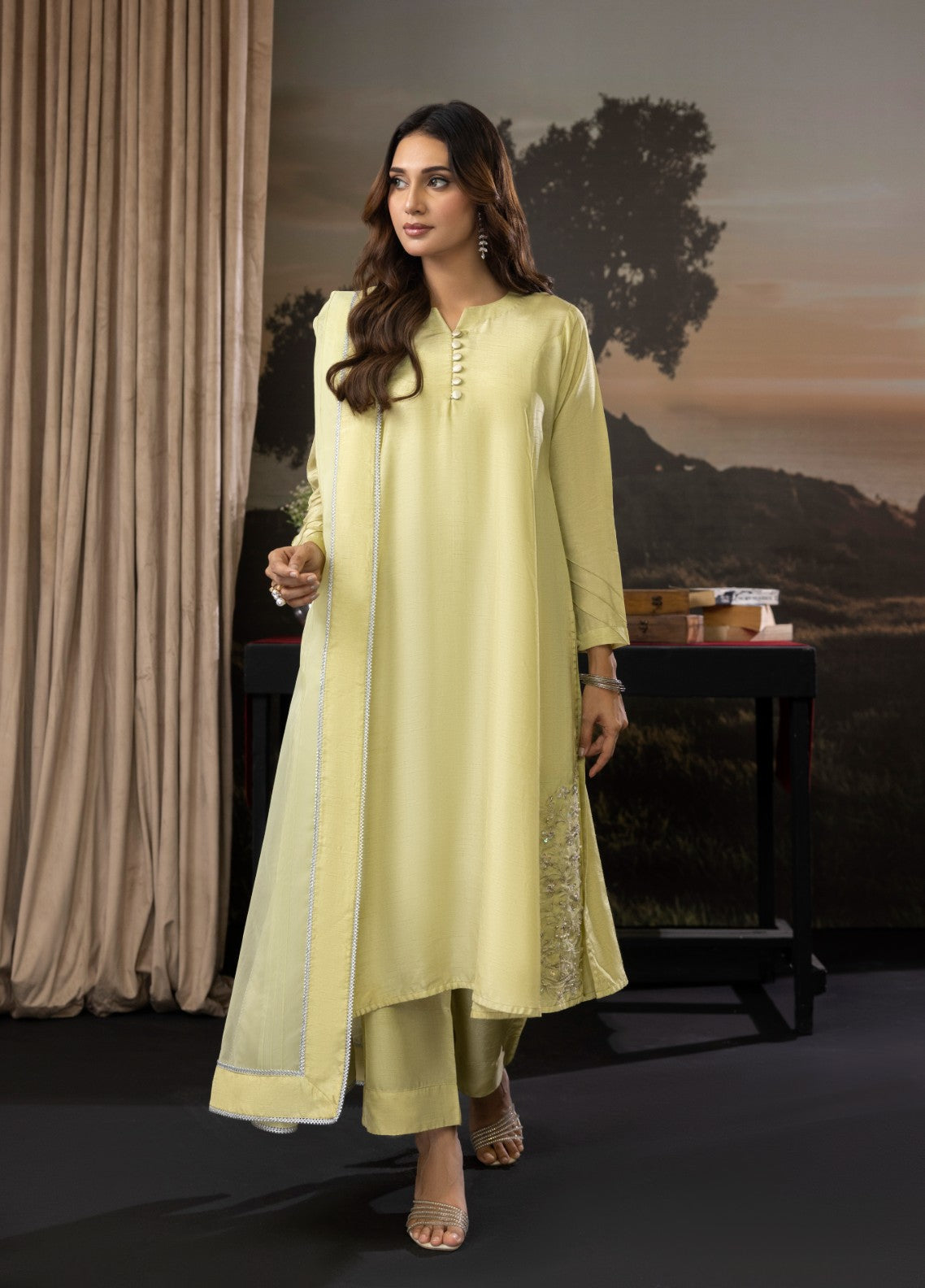 Euphoria by Cyanic Women Pret Embroidered Raw Silk 3 Piece Serenity - Festive Collection