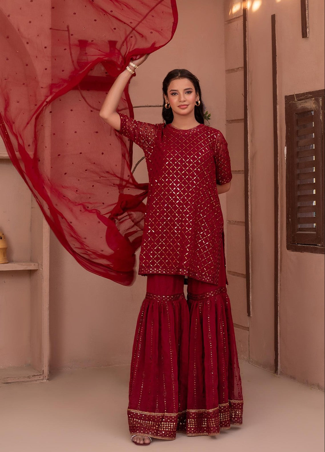 Noor e Mehal by Madiha Gohar Pret Embriodered Gharara Suit 3 Piece Layla e Mehr - Festive Collection