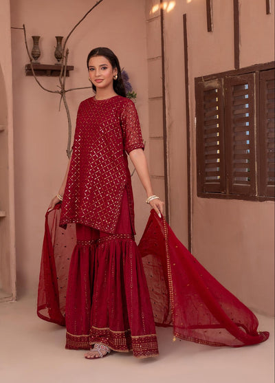Noor e Mehal by Madiha Gohar Pret Embriodered Gharara Suit 3 Piece Layla e Mehr - Festive Collection