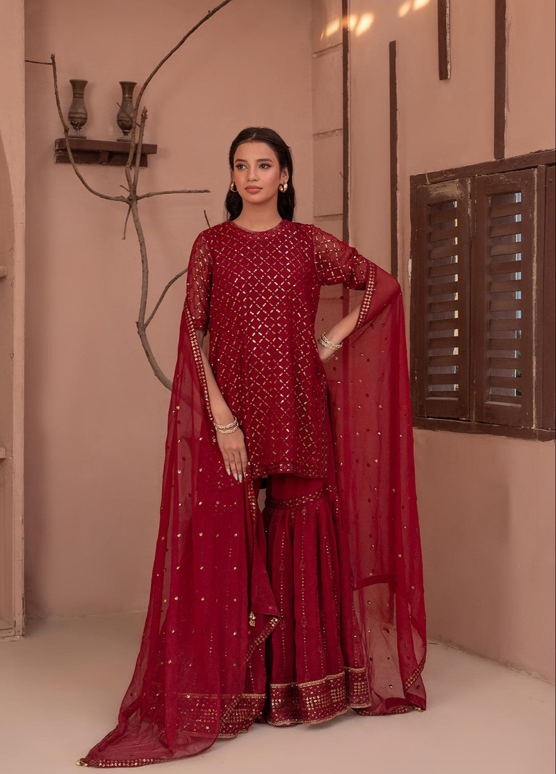 Noor e Mehal by Madiha Gohar Pret Embriodered Gharara Suit 3 Piece Layla e Mehr - Festive Collection