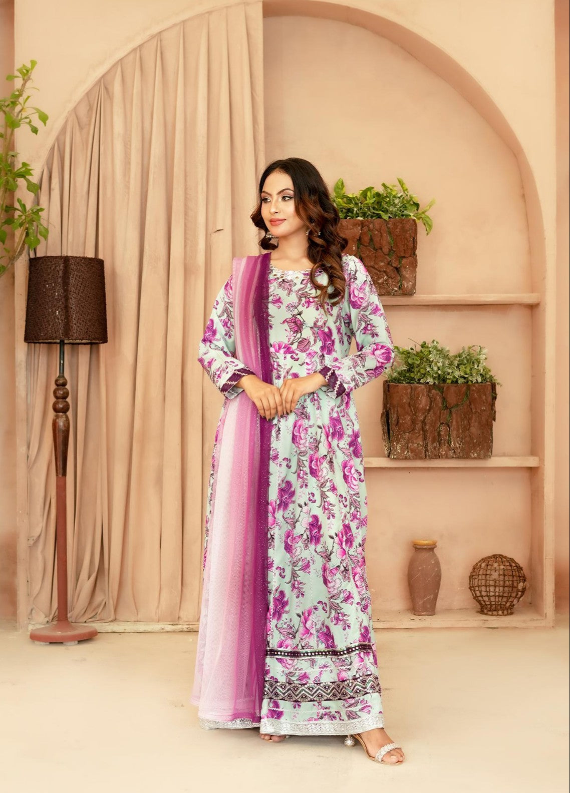 Noor e Mehal by Madiha Gohar Pret Embriodered Preimum 3 Piece Swiss Poly Cotton Kalidar Pishwas Noor e Mah - Festive Collection