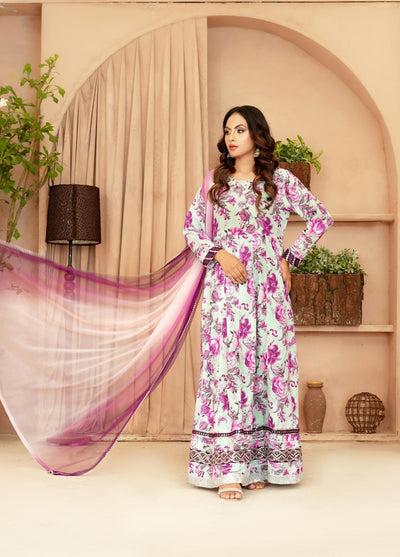 Noor e Mehal by Madiha Gohar Pret Embriodered Preimum 3 Piece Swiss Poly Cotton Kalidar Pishwas Noor e Mah - Festive Collection