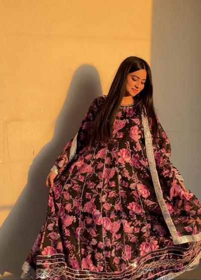 Noor e Mehal by Madiha Gohar Pret Embriodered Preimum 3 Piece Swiss Kalidar Pishwas Noor-e-Gulzar - Festive Collection