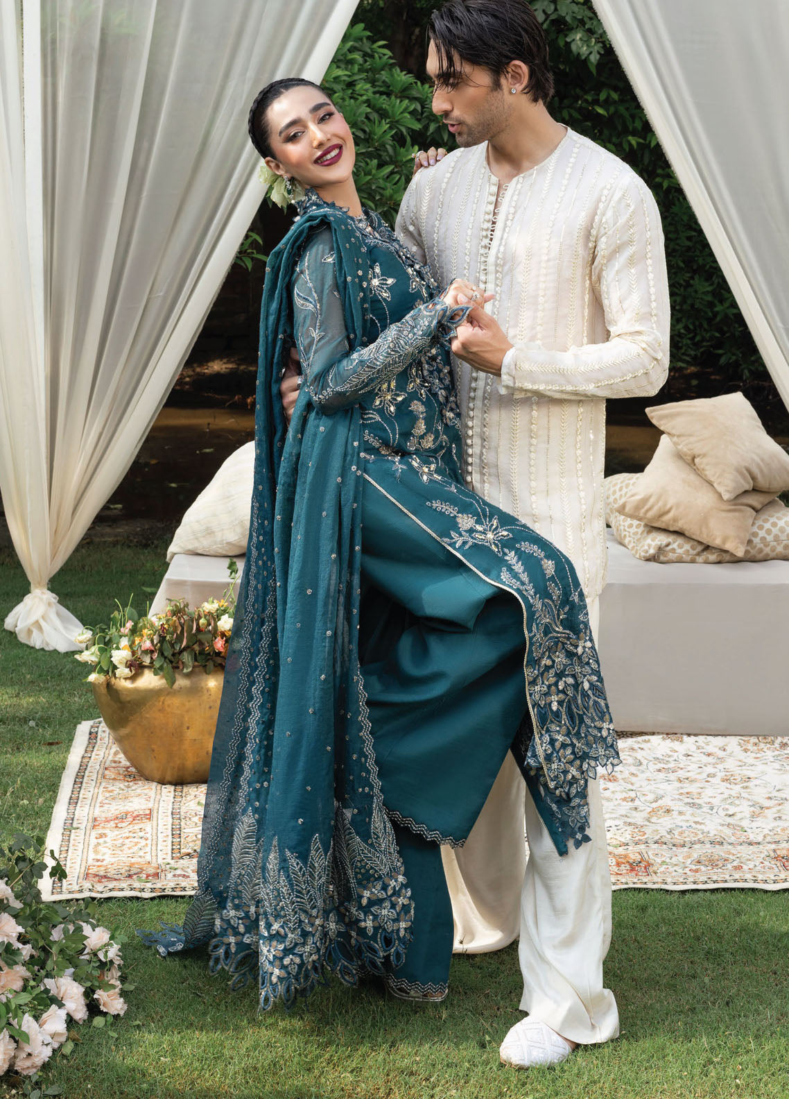 Rang Rasiya Embroidered Cotton Net Suits Unstitched 3 Piece RR25WF D-04 Nawal - Wedding Collections