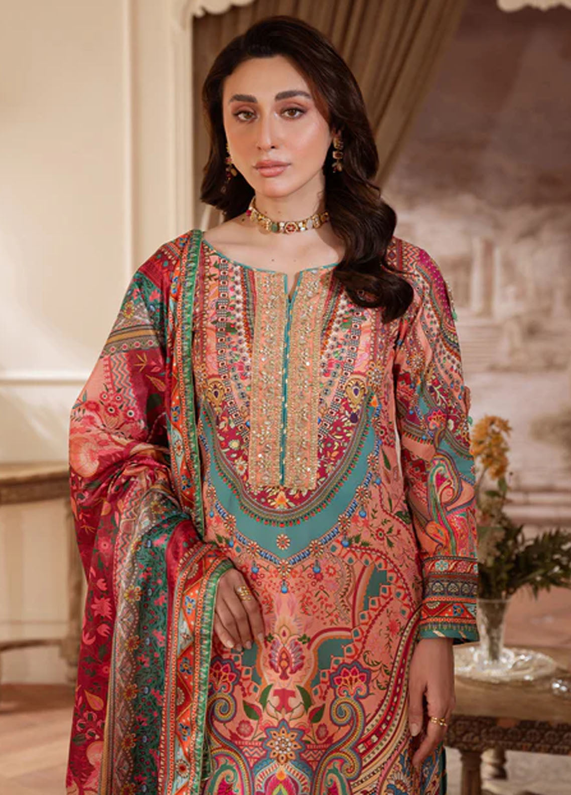 Veloure by Gulaal Embroidered Silk Suits Unstitched 3 Piece GL25VU GS - 07 Rustic Regalia