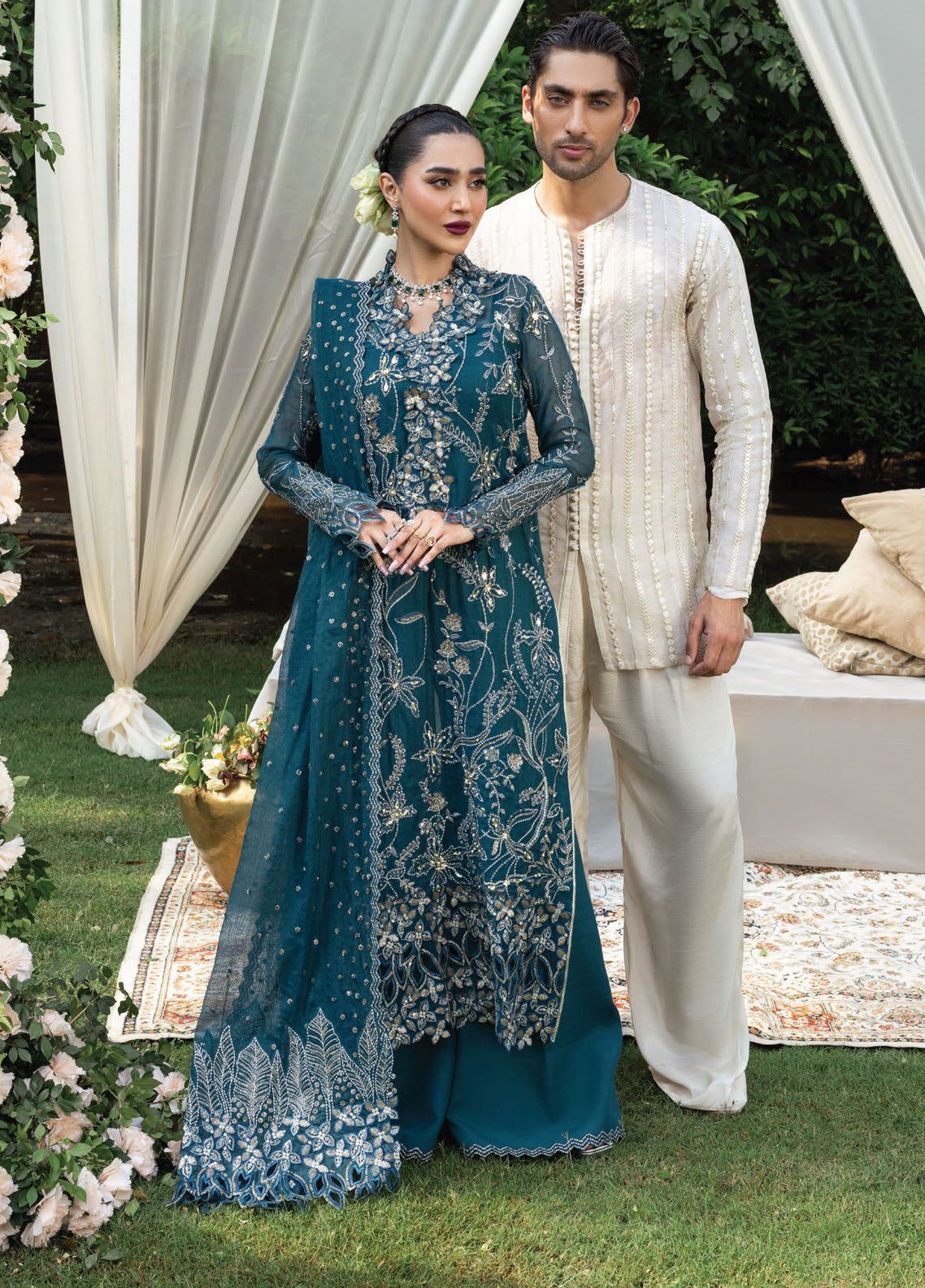 Rang Rasiya Embroidered Cotton Net Suits Unstitched 3 Piece RR25WF D-04 Nawal - Wedding Collections