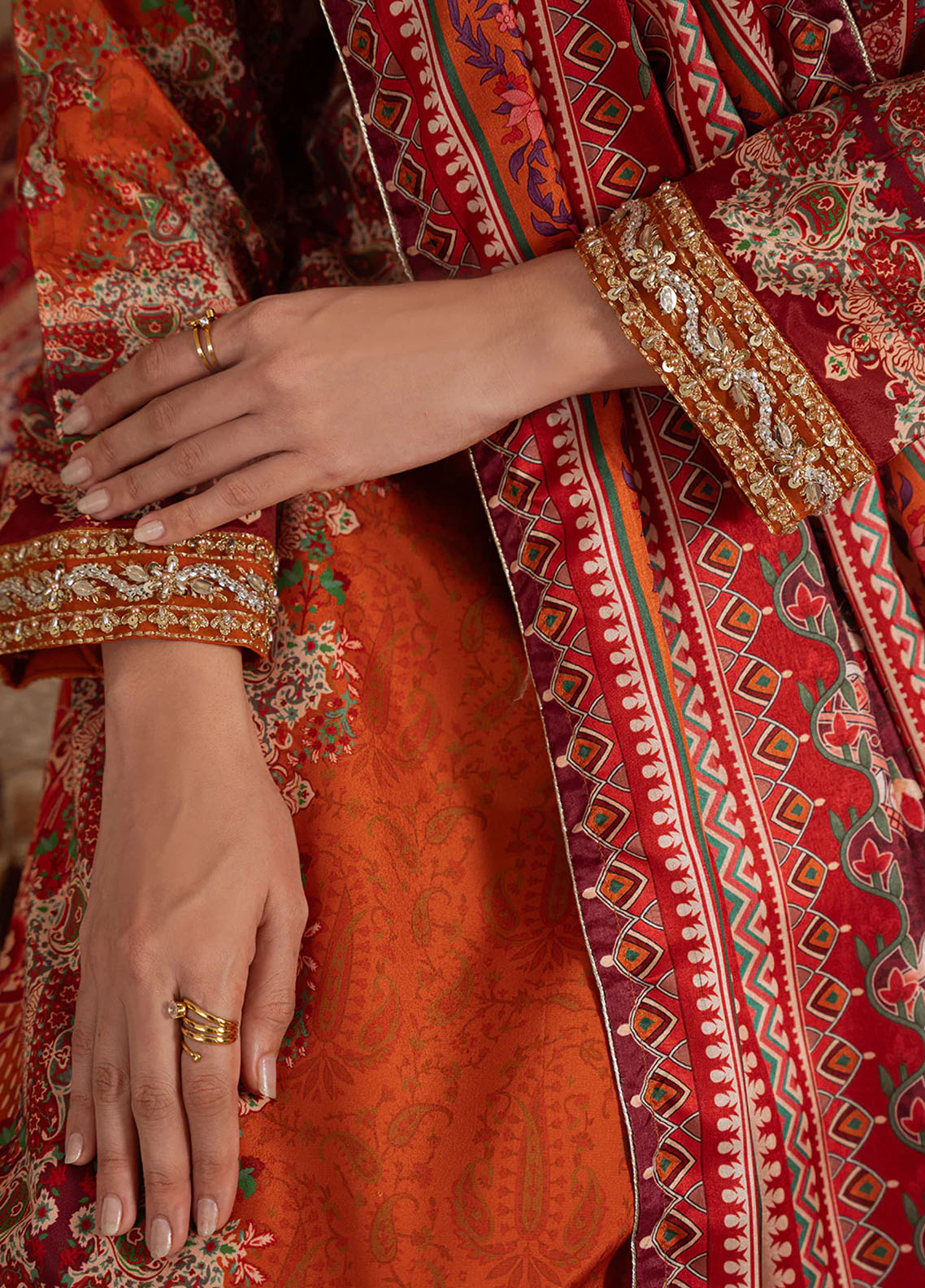 Veloure by Gulaal Embroidered Silk Suits Unstitched 3 Piece GL25VU GS - 08 Coral Eclat