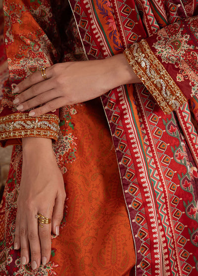 Veloure by Gulaal Embroidered Silk Suits Unstitched 3 Piece GL25VU GS - 08 Coral Eclat