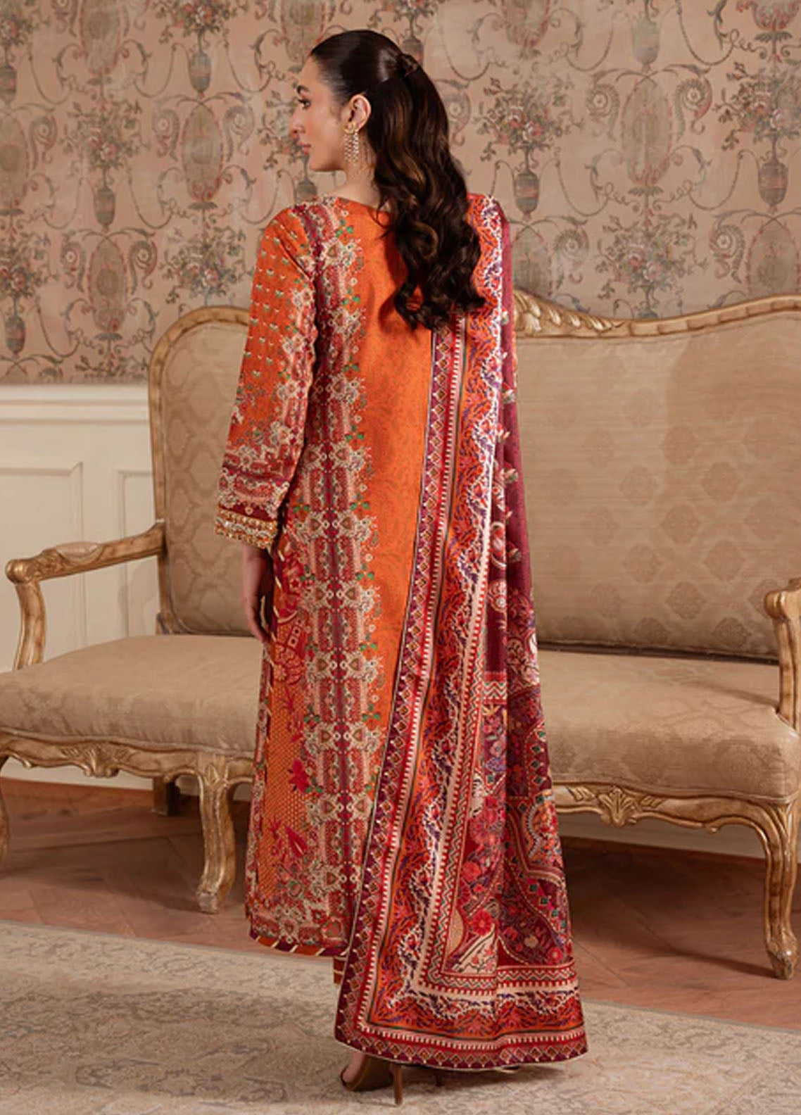 Veloure by Gulaal Embroidered Silk Suits Unstitched 3 Piece GL25VU GS - 08 Coral Eclat