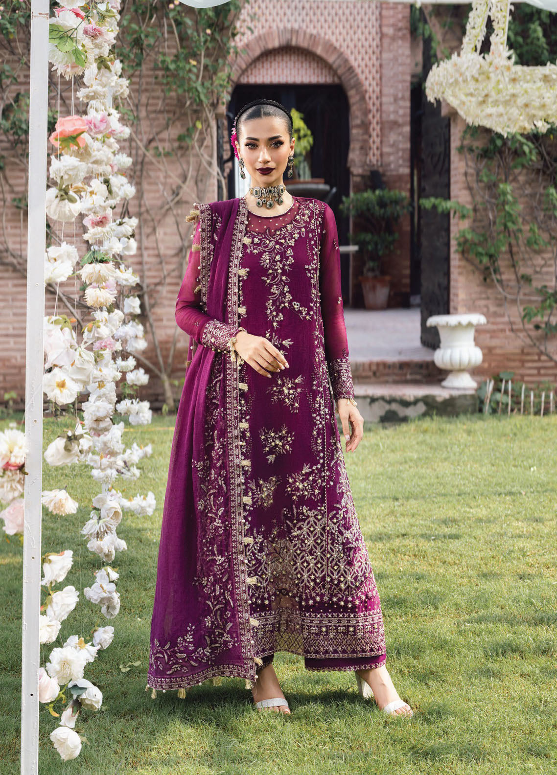 Rang Rasiya Embroidered Cotton Net Suits Unstitched 3 Piece RR25WF D-08 Nimir - Wedding Collections