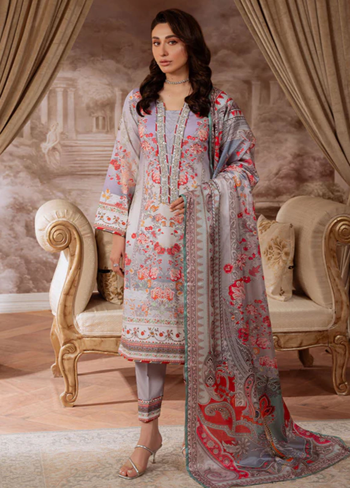 Veloure by Gulaal Embroidered Silk Suits Unstitched 3 Piece GL25VU GS - 05 Twilight Elegance