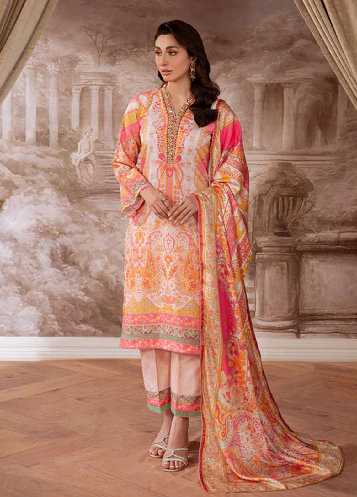 Veloure by Gulaal Embroidered Silk Suits Unstitched 3 Piece GL25VU GS - 04 Blush Royale