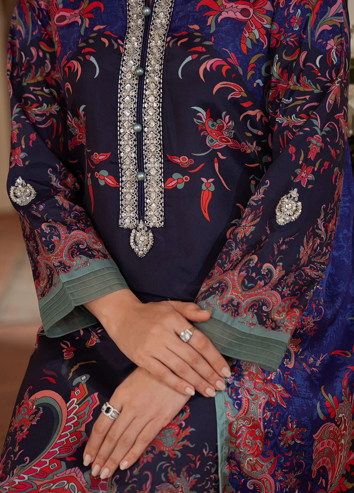 Veloure by Gulaal Embroidered Silk Suits Unstitched 3 Piece GL25VU GS - 03 Midnight Reverie