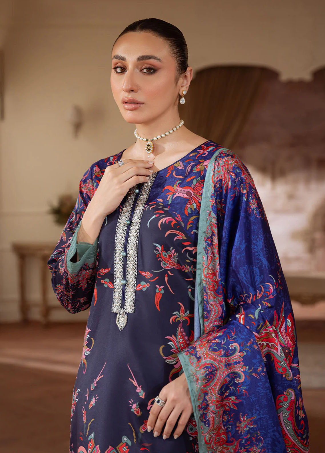 Veloure by Gulaal Embroidered Silk Suits Unstitched 3 Piece GL25VU GS - 03 Midnight Reverie