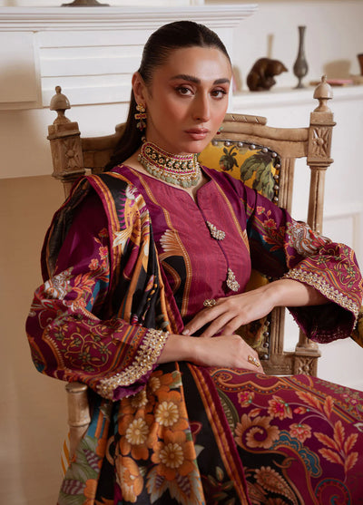 Veloure by Gulaal Embroidered Silk Suits Unstitched 3 Piece GL25VU GS - 02 Imperial Plum