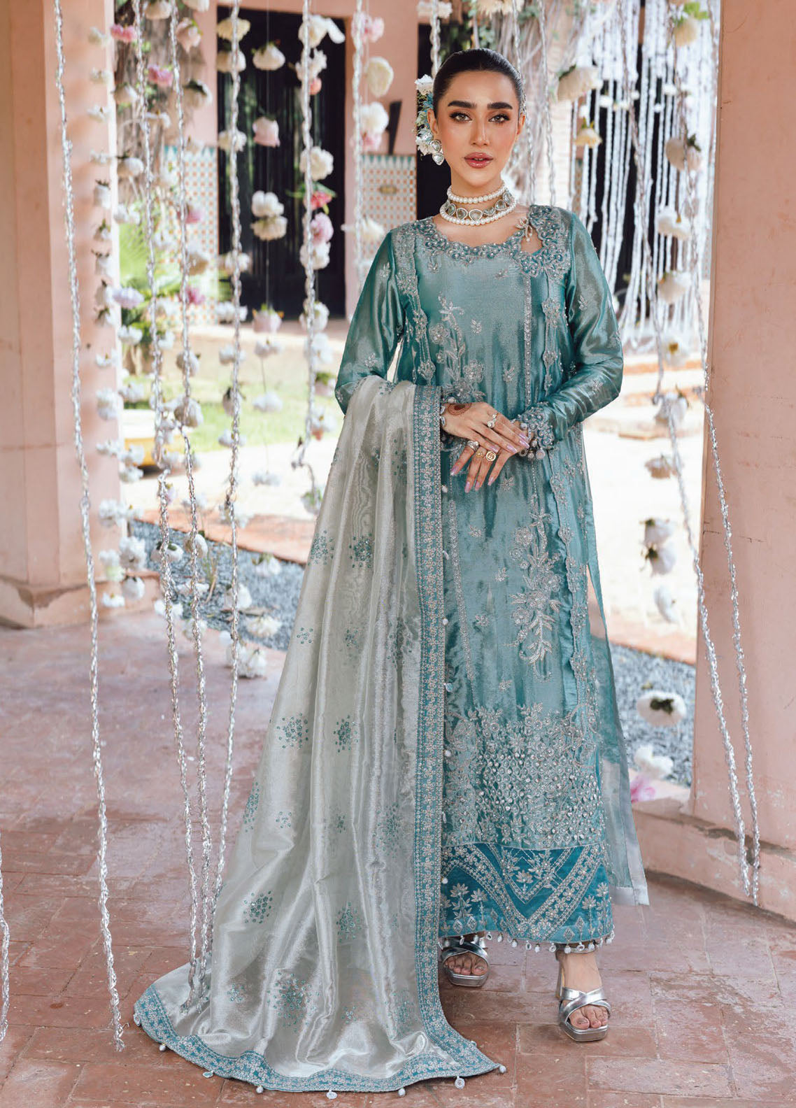 Rang Rasiya Embroidered Organza Suits Unstitched 3 Piece RR25WF D-01 Alisha - Wedding Collections