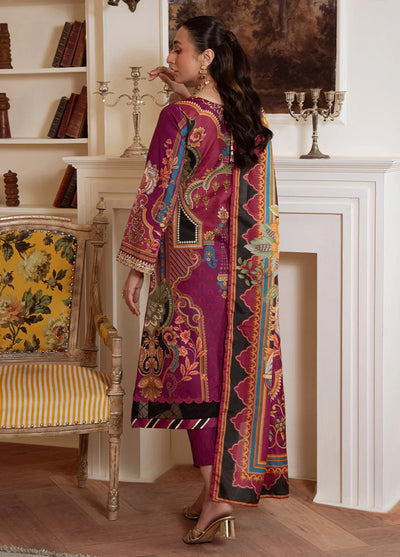 Veloure by Gulaal Embroidered Silk Suits Unstitched 3 Piece GL25VU GS - 02 Imperial Plum