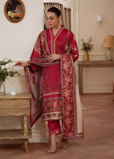 Veloure by Gulaal Embroidered Silk Suits Unstitched 3 Piece GL25VU GS - 01 Rosewood Majesty
