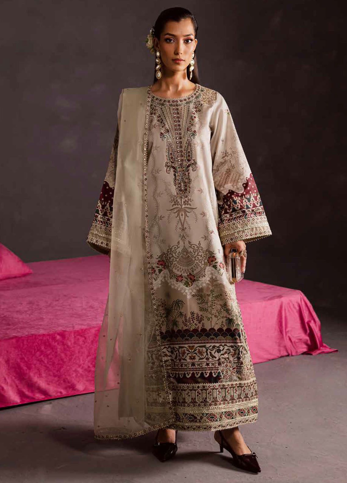 The Silk by Nureh Embroidered Silk Suits Unstitched 3 Piece NU25SU S-27