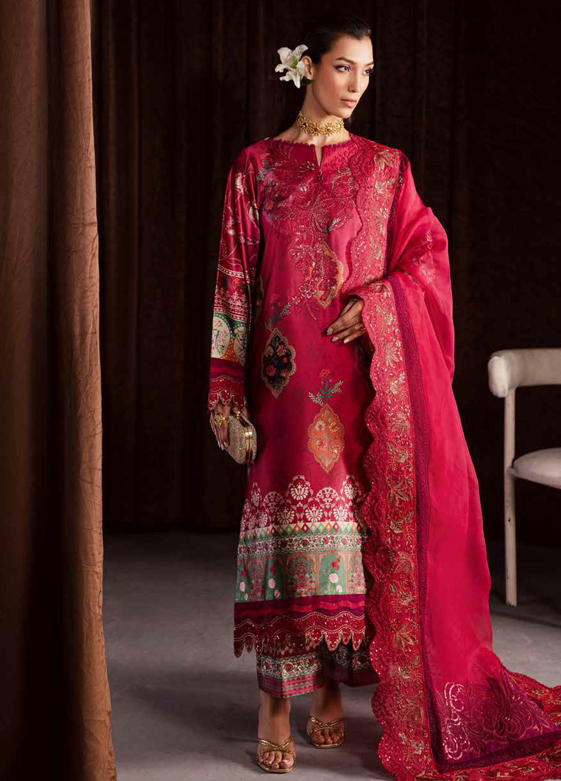 The Silk by Nureh Embroidered Silk Suits Unstitched 3 Piece NU25SU S-28