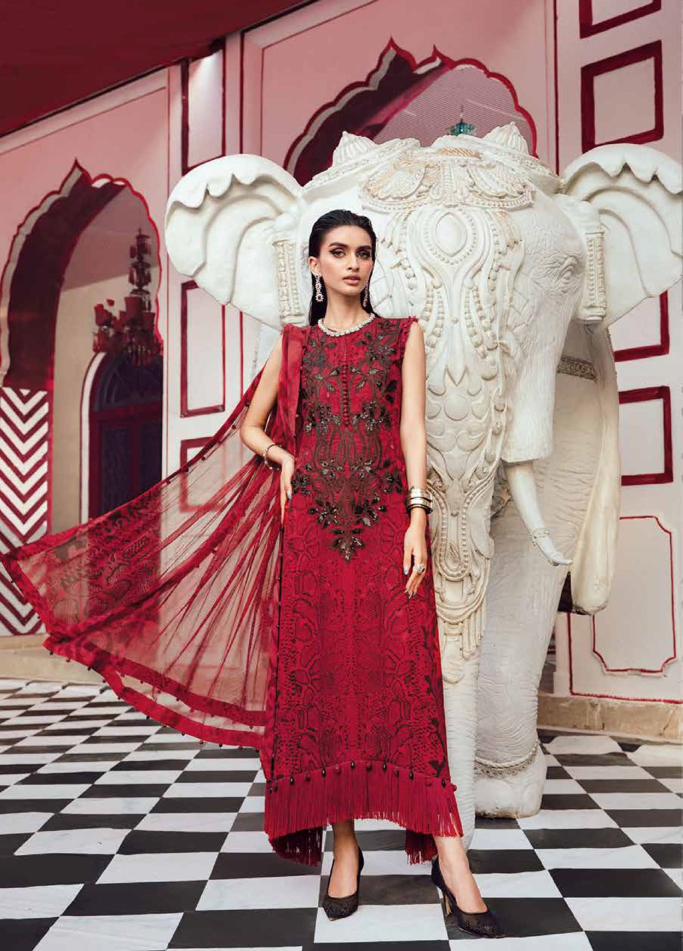 M Prints by Maria B Embroidered  Suits Unstitched 3 Piece MB25FE D-2A - Winter Collection
