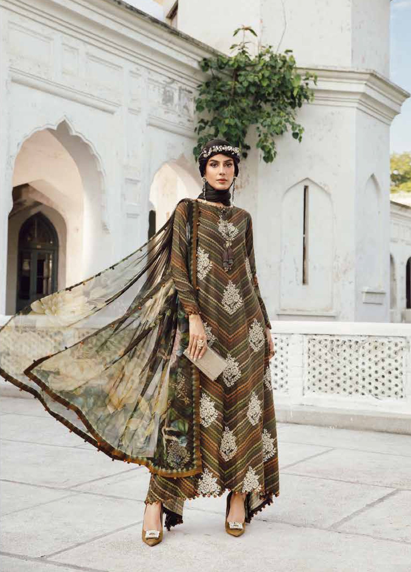 M Prints by Maria B Embroidered  Suits Unstitched 3 Piece MB25FE D-5B - Winter Collection