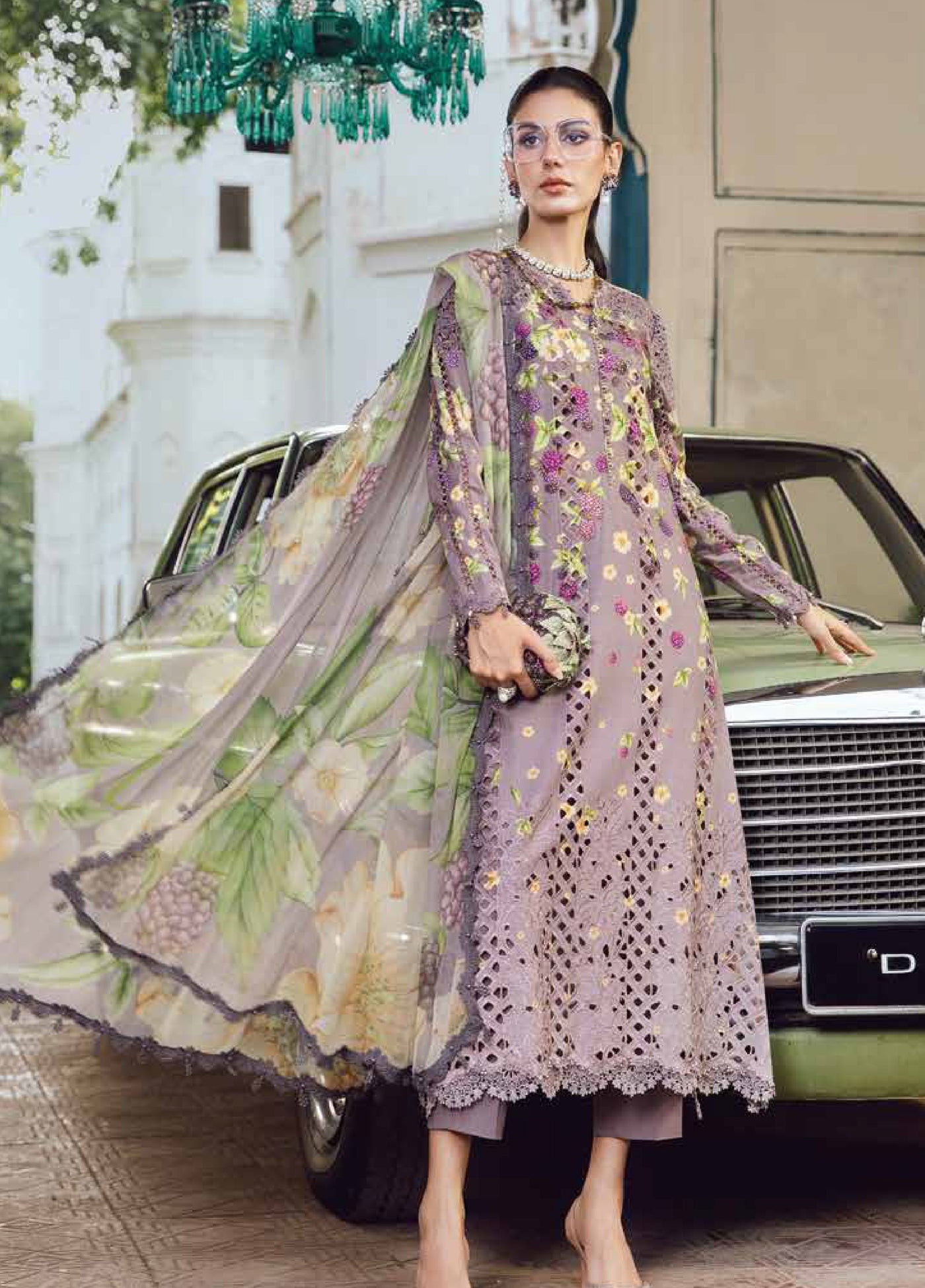 M Prints by Maria B Embroidered  Suits Unstitched 3 Piece MB25FE D-6B - Winter Collection